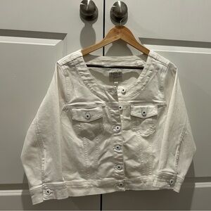 Torrid Cropped White Denim Jacket